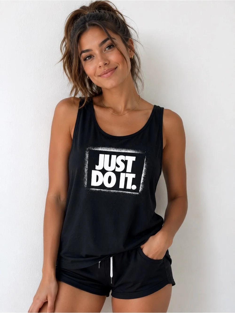Nike Women’s Black Tank Top with White
